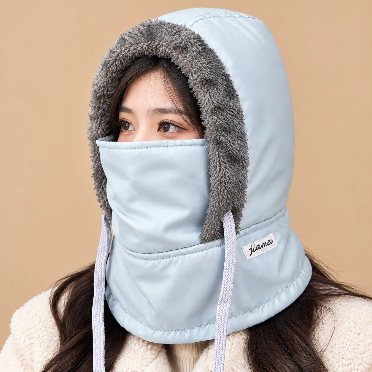 Winter Thick Warm Windproof Hat with Ear Flaps- [Ash Color]